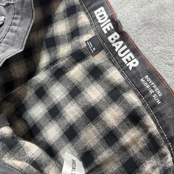 Eddie Bauer Jeans Womens 10 Boyfriend Mid Rise Slim Flannel Lined Gray - Picture 6 of 9